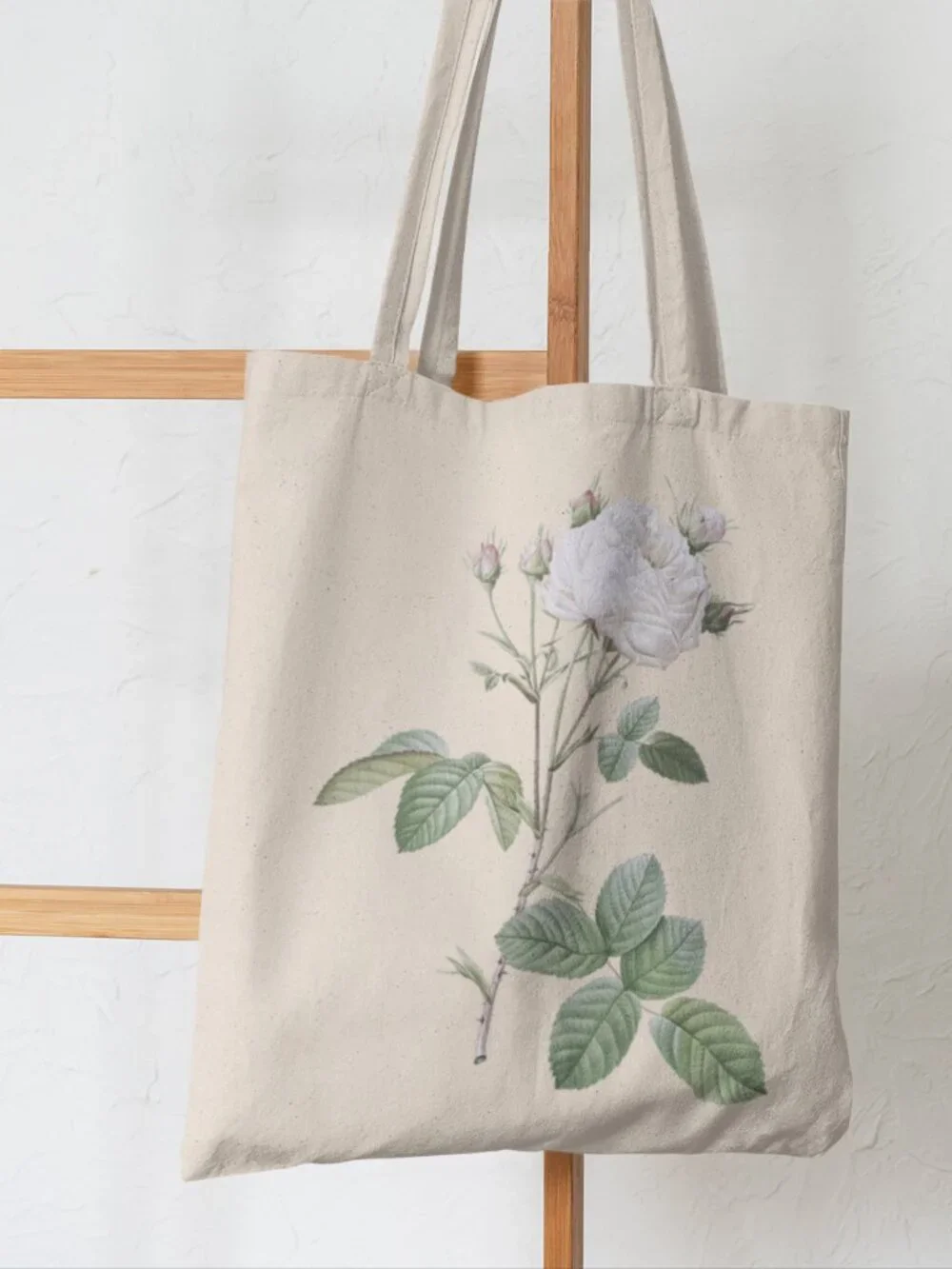 Cabbage Rose Vintage Floral Print Graphic Canvas Tote Bag